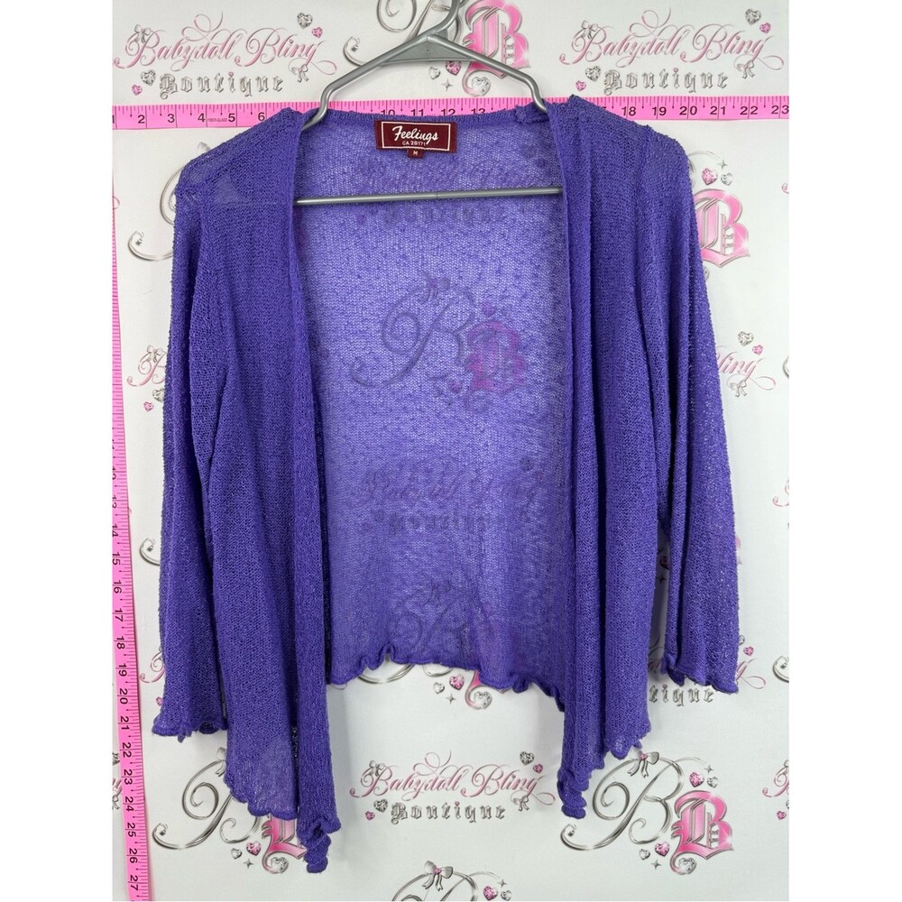 Feelings cardigan bolero knit crochet beach Open-Front Purple Women's Cardigan